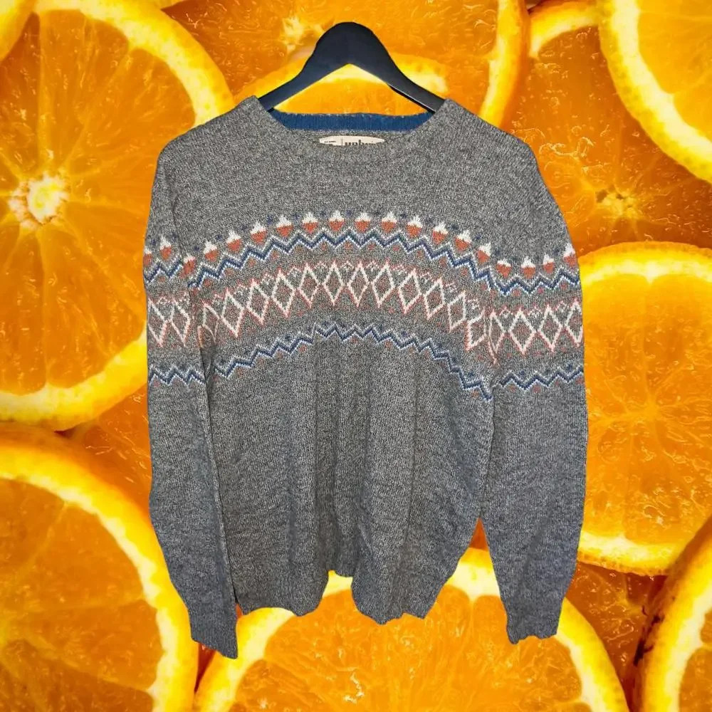 Urban Pipeline Gray Orange and Blue Drew Neck Sweater Size‎ Large